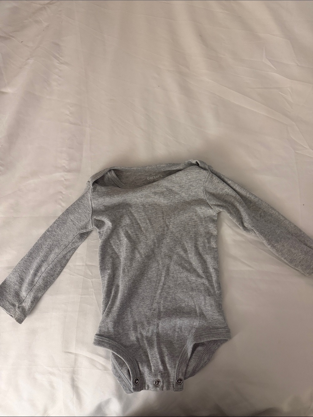 Gray Long-Sleeve Baby One-Piece Bodysuit